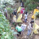 Mostly women and children cleaned the moderately steep creeks