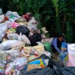 A hired Indigent segregating indiscriminately collected trash